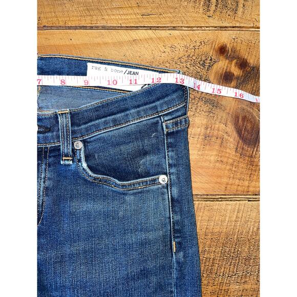 Womens Rag and Bone Skinny Stretchy Distressed Blue Jeans Medium Wash Size 25 - Picture 7 of 8
